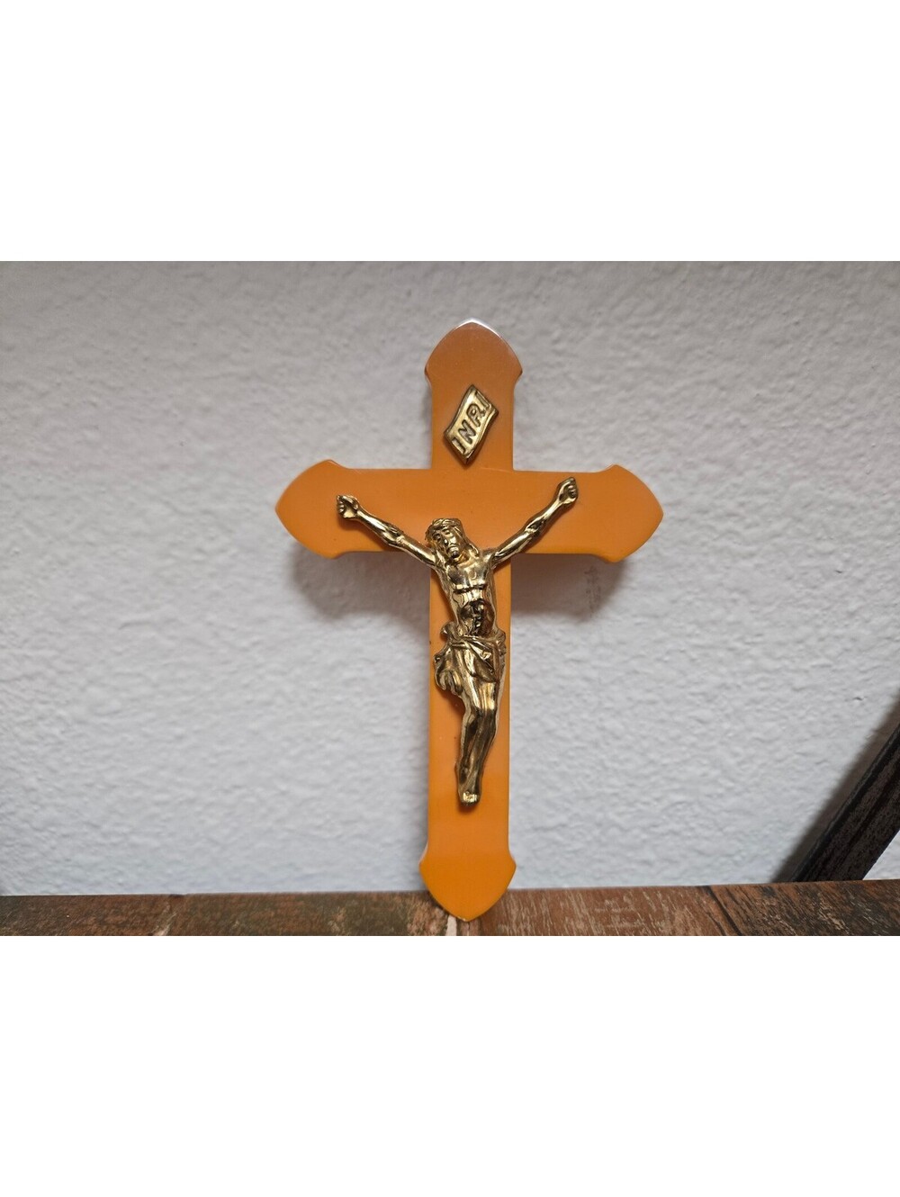 Vintage Butterscotch Bakelite Crucifix / cross Unusual Bakelite Rare Find 6"